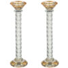זוג פמוטי קריסטל מהודרים עם אבנים לבנות 25.5 ס"מ