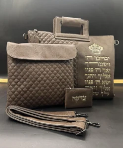 תיק טלית תפילין מפואר עם ידית חום