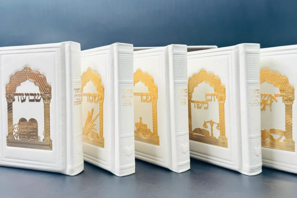 סט מחזורים מעור בצבע לבן