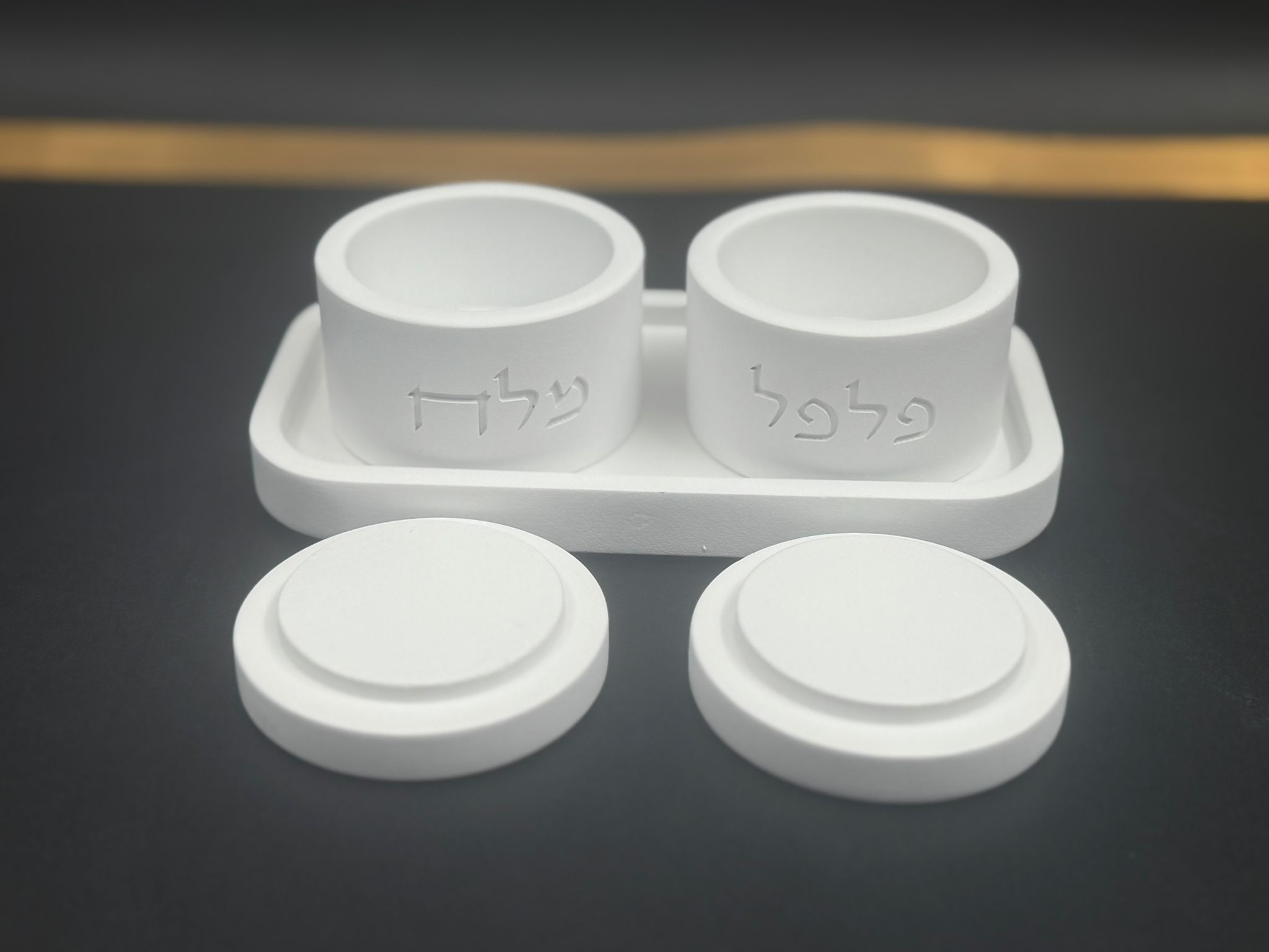 סט מלחייה ופלפל בטון לבן – תמונה 2