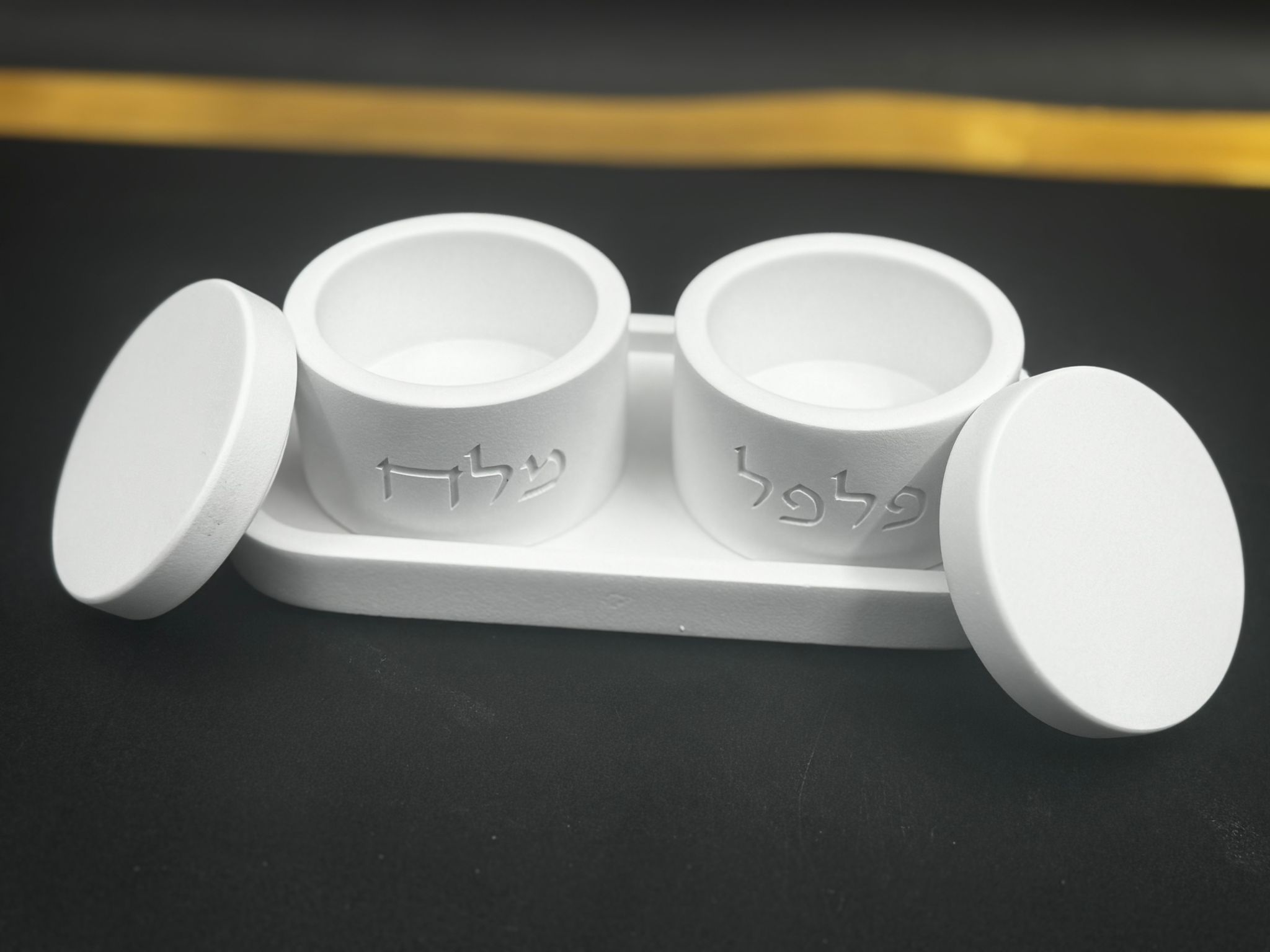 סט מלחייה ופלפל בטון לבן – תמונה 3