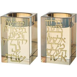 פמוטי קריסטל אותיות זהב 8 ס"מ