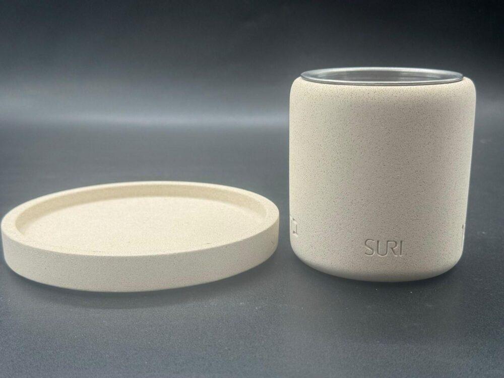 גביע קידוש SURI דמוי אבן עם תחתית, פנים כסוף | לב המעיין